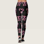 Zwarte leggings met roze lesbische hartsymbool lgb (Achterkant)