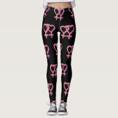 Zwarte leggings met roze lesbische hartsymbool lgb (Voorkant)