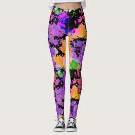 Zwarte Leggings met Verfspetters