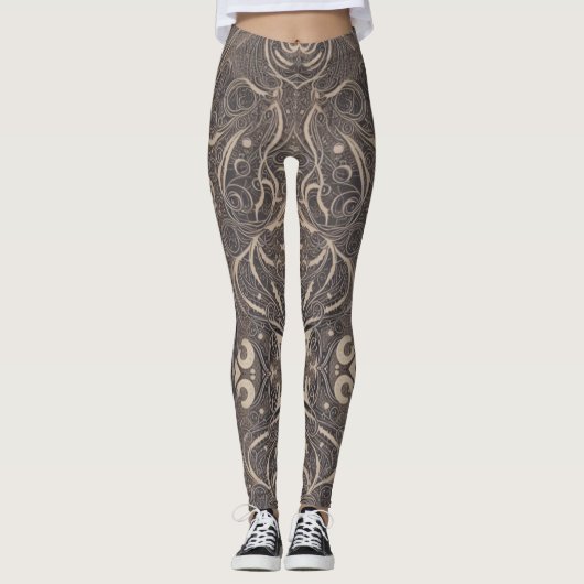 Zwarte Leggings van het gothic Pattern (Voorkant)