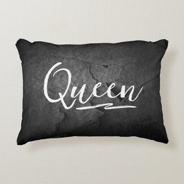 Zwarte lei rots met Queen tekst Accent Kussen (Voorkant)