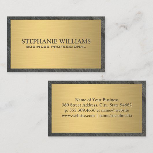 Zwarte Leiste | Goud Metaal Visitekaartje (Voorkant / Achterkant)