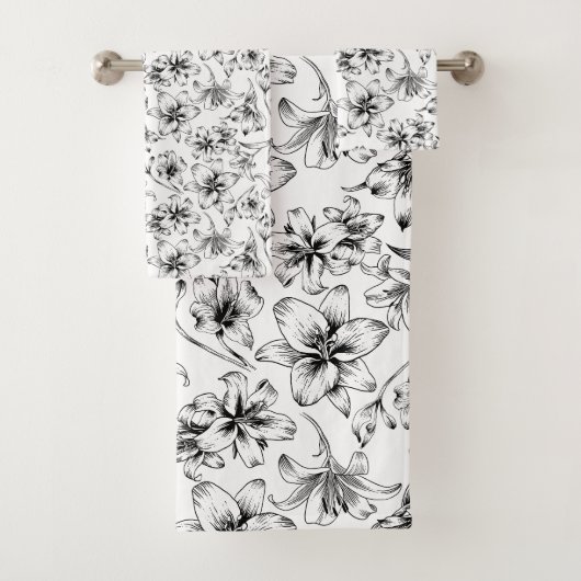 Zwarte Lelie Bloemen Bad Handdoek (Insitu)