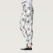 Zwarte Lelie Bloemen Leggings (Links)