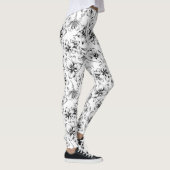 Zwarte Lelie Bloemen Leggings (Rechts)