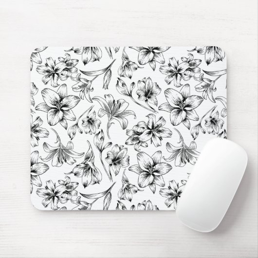 Zwarte Lelie Bloemen Muismat (Met muis)