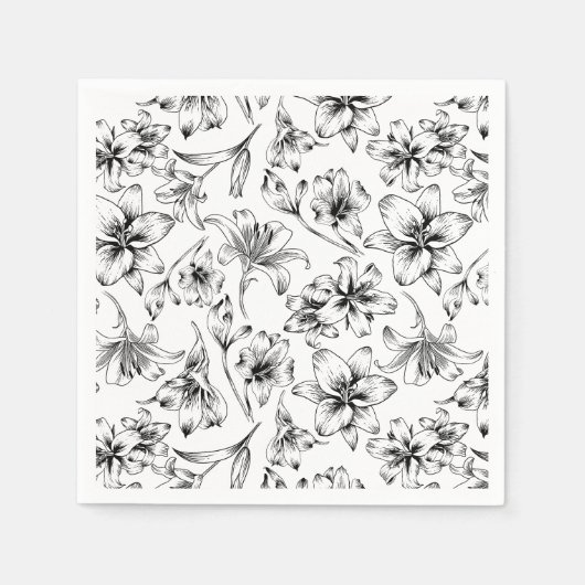 Zwarte Lelie Bloemen Servet (Voorkant)