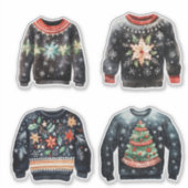 Zwarte lelijke kersttruien sticker (Voorkant)