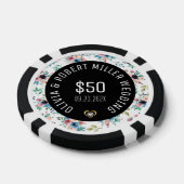 Zwarte lente bloemen patroon bruiloft poker chips (Enkel)