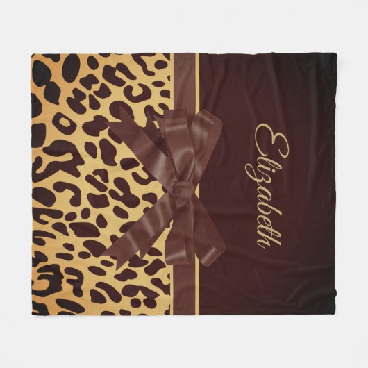 Zwarte leopar printplaat fleece deken (Voorkant (Horizontaal))