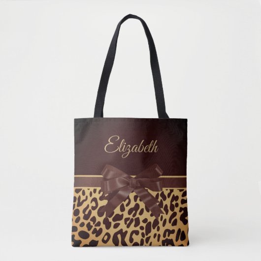 Zwarte leopar printplaat tote bag (Voorkant)