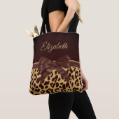 Zwarte leopar printplaat tote bag (Dichtbij)