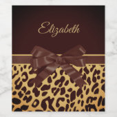 Zwarte leopar printplaat wijn etiket (Enkel label)