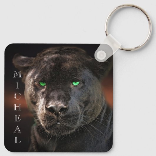 Zwarte Leopard Big Cat Persoonlijke naam Sleutelhanger (Achterkant)