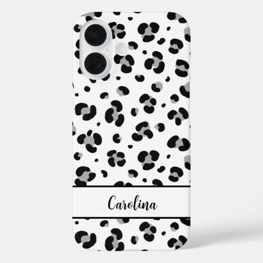 Zwarte Leopard Gepersonaliseerde Moderne iPhone Ca Case-Mate iPhone Case (Achterkant)