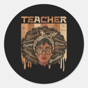 Zwarte Leraar Afro Haar Woorden Geschiedenis Maand Ronde Sticker