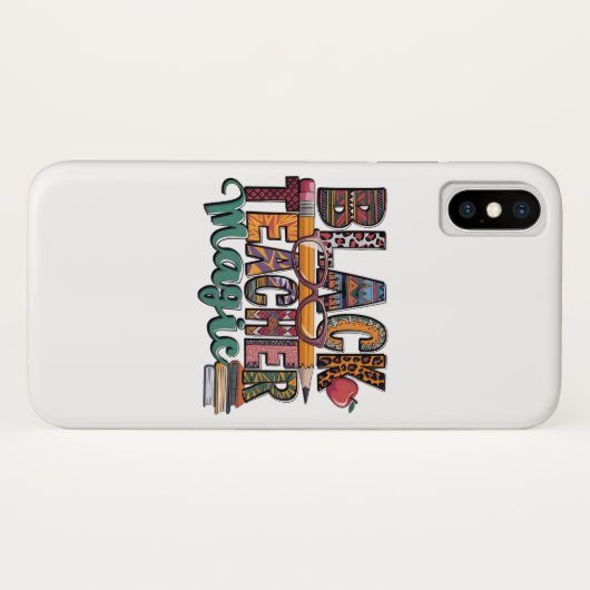 Zwarte LERAAR Magic iPhone Case Design (Achterkant (horizontaal))