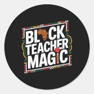 Zwarte Leraar Magie Afro Zwarte Geschiedenis Maand Ronde Sticker