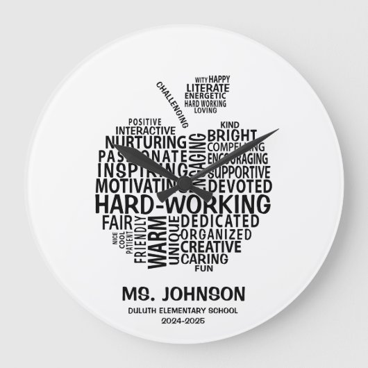 Zwarte leraar waardering typografie Apple Grote Klok (Voorkant)