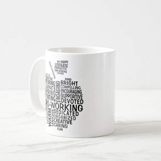 Zwarte leraar waardering typografie Apple Koffiemok (Voorkant links)