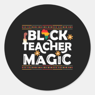 Zwarte Lerararesse Magie, Afro-Amerikaanse Zwarte Ronde Sticker