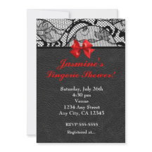 Zwarte Leren & Kanten Ondergoed Douche Uitnodiging