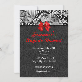Zwarte Leren & Kanten Ondergoed Douche Uitnodiging