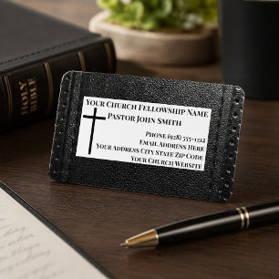 Zwarte Leren Kruiskerk Pastor Zakelijk Visitekaartje