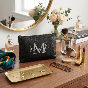 Zwarte leren look gepersonaliseerd etui
