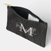 Zwarte leren look gepersonaliseerd etui (Open)