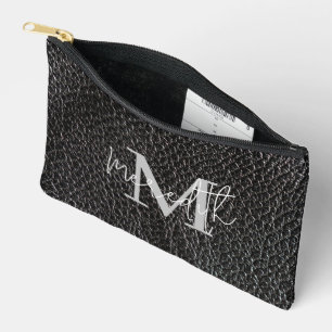Zwarte leren look gepersonaliseerd etui