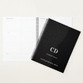 Zwarte leren monogram beginletters 2027 planner (Display)