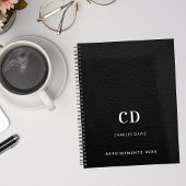 Zwarte leren monogram beginletters 2027 planner