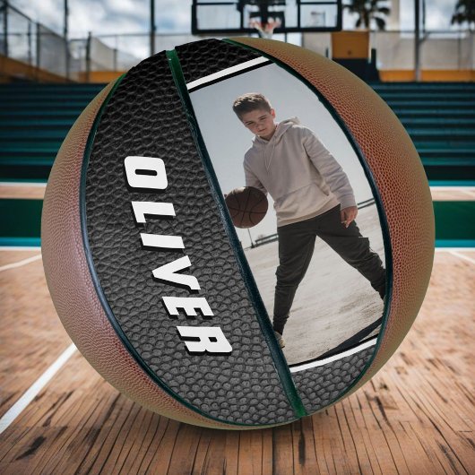 Zwarte Leren Naam Tekst Foto Basketbal