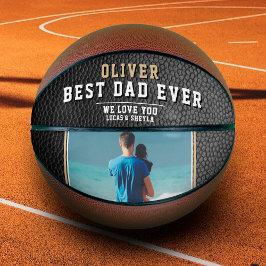 Zwarte leren print Beste papa Vaderdag foto Basketbal