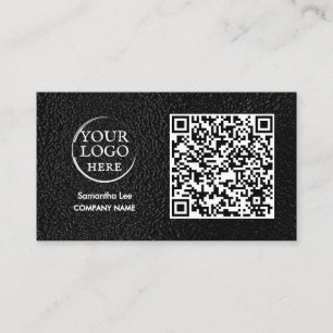 Zwarte Leren QR Code Zakelijke Visitekaartkaart Mo Visitekaartje