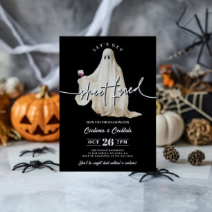 Zwarte 'Let's Get Sheet Faced' Grappige Halloween Kaart