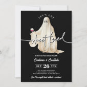 Zwarte 'Let's Get Sheet Faced' Grappige Halloween Kaart (Voorkant)