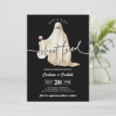 Zwarte 'Let's Get Sheet Faced' Grappige Halloween Kaart (Staand voorkant)