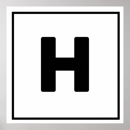 Zwarte letter H Poster (Voorkant)