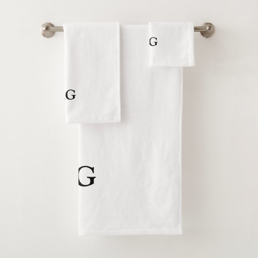 Zwarte Letter Initialen Handdoeken Set Met Monogra (Insitu)
