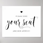 Zwarte Letter Vind Uw Plaats en Smakelijk Eten Poster (Voorkant)