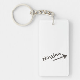 Zwarte letters en pijl op jouw sleutelhanger