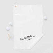 Zwarte letters en pijl op uw golfhanddoek (Insitu)