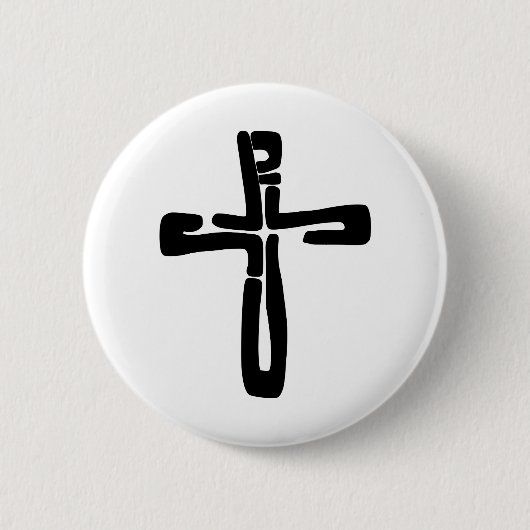 zwarte letters van Jezus aan het kruis Ronde Button 5,7 Cm (Voorkant)