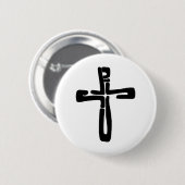 zwarte letters van Jezus aan het kruis Ronde Button 5,7 Cm (Voorkant /achterkant)