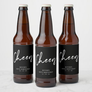 Zwarte Lettertype Dertig   30ste Verjaardagsfeest  Bier Etiket