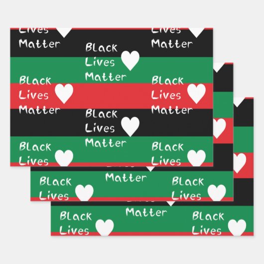 Zwarte levende materie pan-Afrikaans vlagwit hart Inpakpapier Vel (Set)