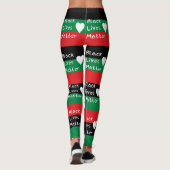 Zwarte levende materie pan-Afrikaans vlagwit hart Leggings (Achterkant)