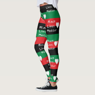 Zwarte levende materie pan-Afrikaans vlagwit hart Leggings